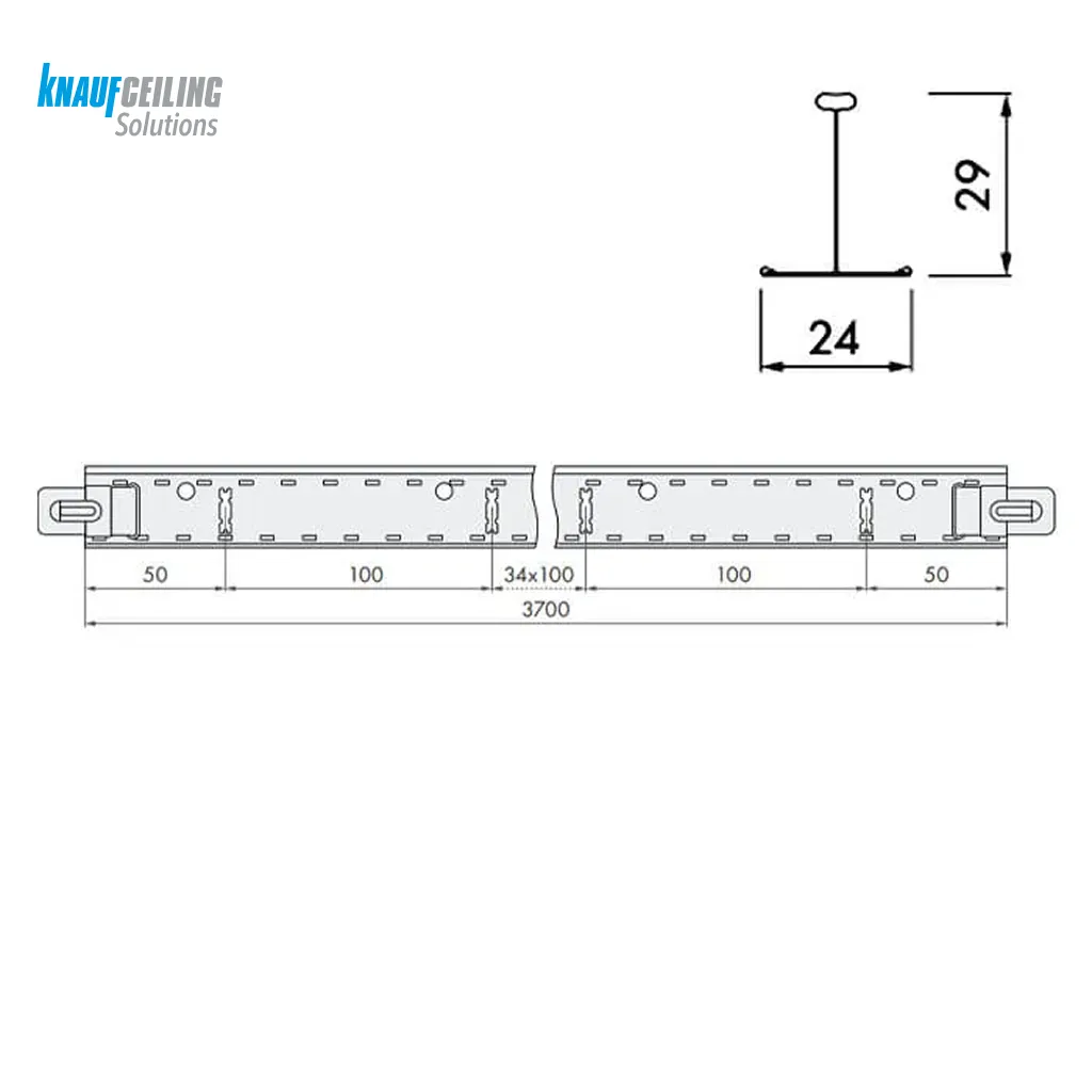 Подвесная система Армстронг КНАУФ Т24 рейка несущая 3700x29 мм