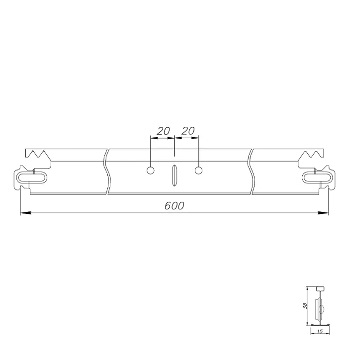 Подвесная система Албес Т 15/38 GL15 черный L=600 мм